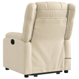 vidaXL Stand up Massage Recliner Chair Cream Fabric-2