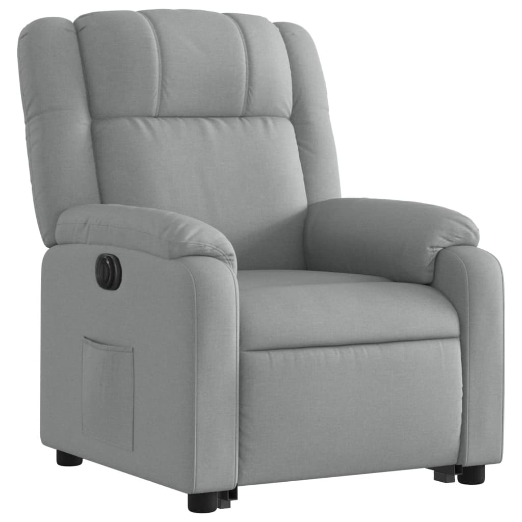 vidaXL Electric Stand up Recliner Chair Light Gray Fabric-1