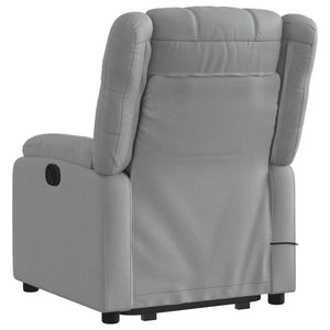 vidaXL Electric Stand up Massage Recliner Chair Light Gray Fabric-2