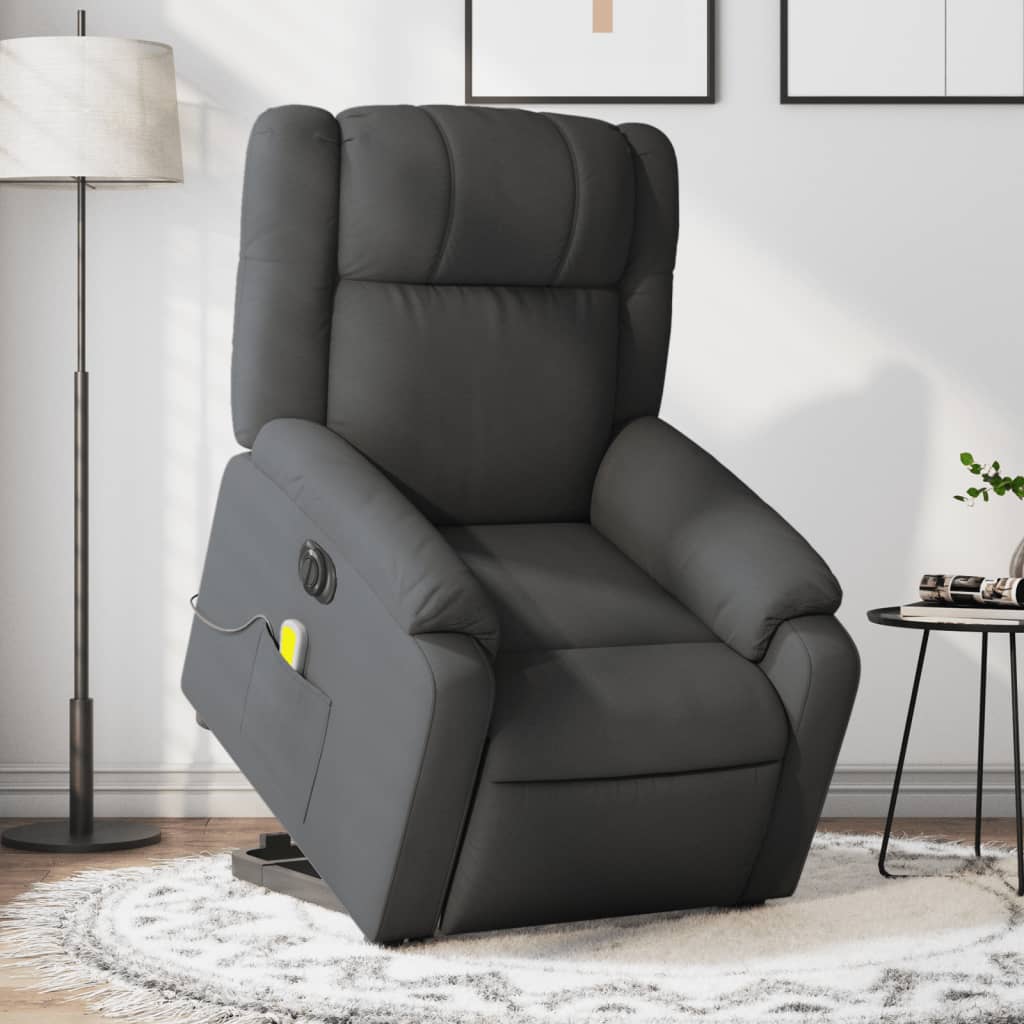 vidaXL Electric Stand up Massage Recliner Chair Dark Gray Fabric-0