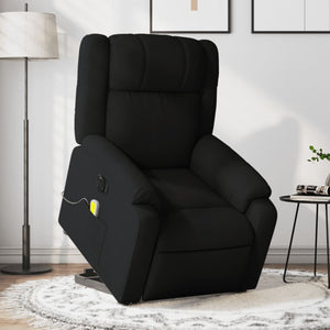 vidaXL Electric Stand up Massage Recliner Chair Black Fabric-0