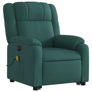 vidaXL Electric Stand up Massage Recliner Chair Dark Green Fabric-1