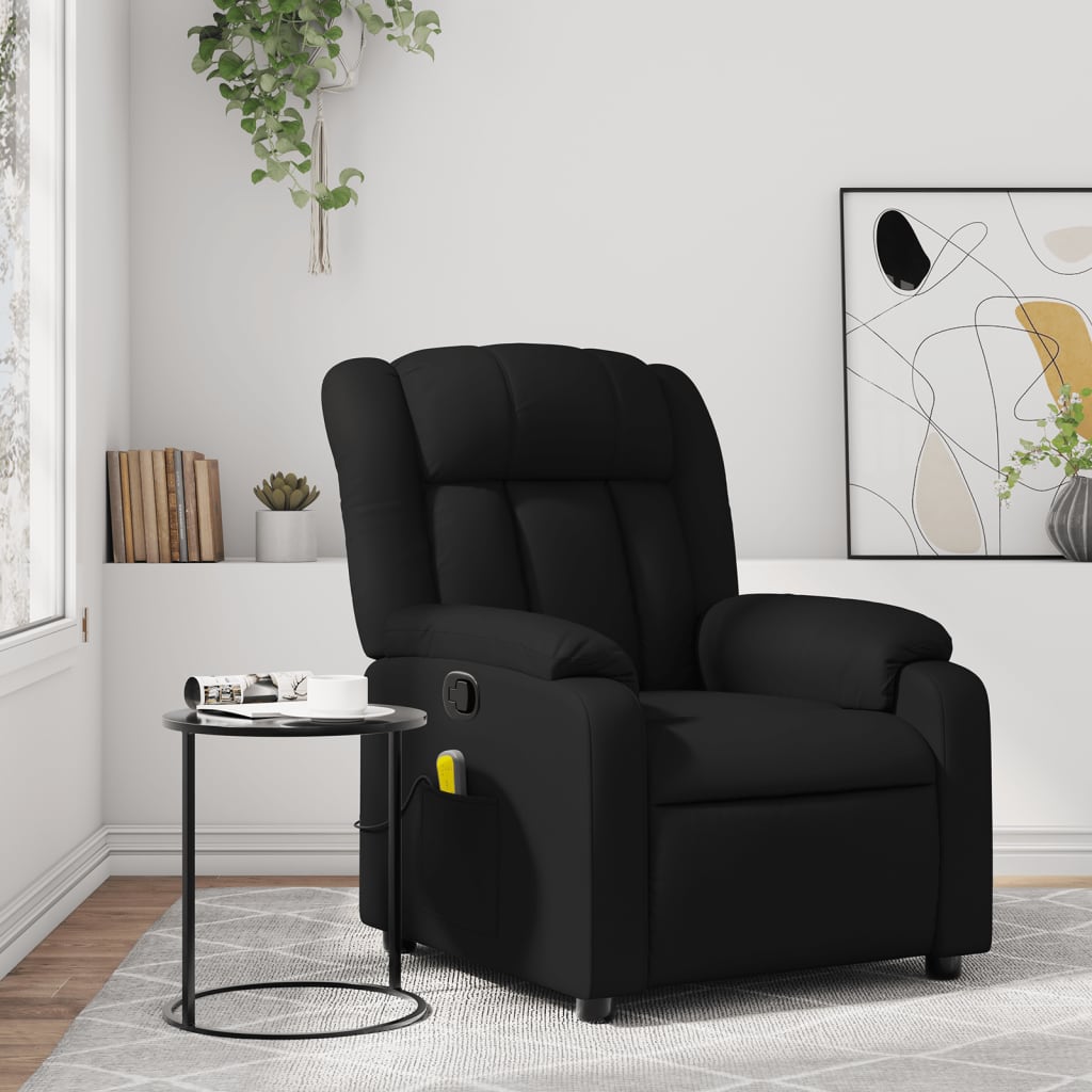 vidaXL Massage Recliner Chair Black Faux Leather-0