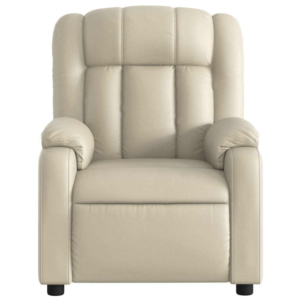 vidaXL Massage Recliner Chair Cream Faux Leather-4