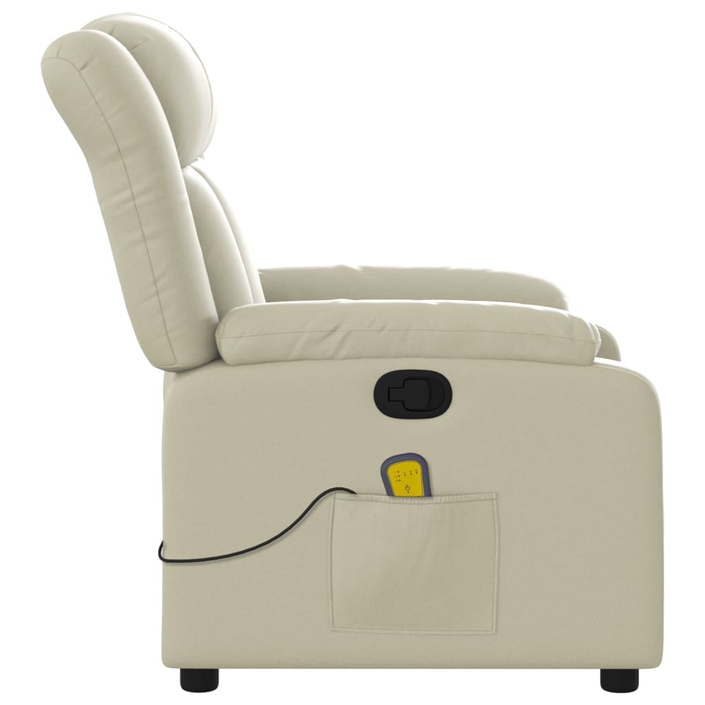 vidaXL Massage Recliner Chair Cream Faux Leather-5