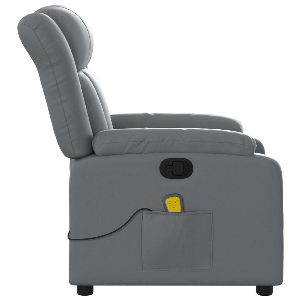 vidaXL Massage Recliner Chair Gray Faux Leather-7