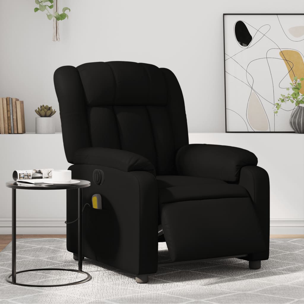 vidaXL Electric Massage Recliner Chair Black Faux Leather-0