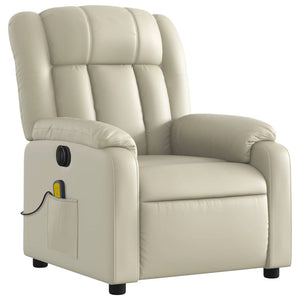 vidaXL Electric Massage Recliner Chair Cream Faux Leather-1