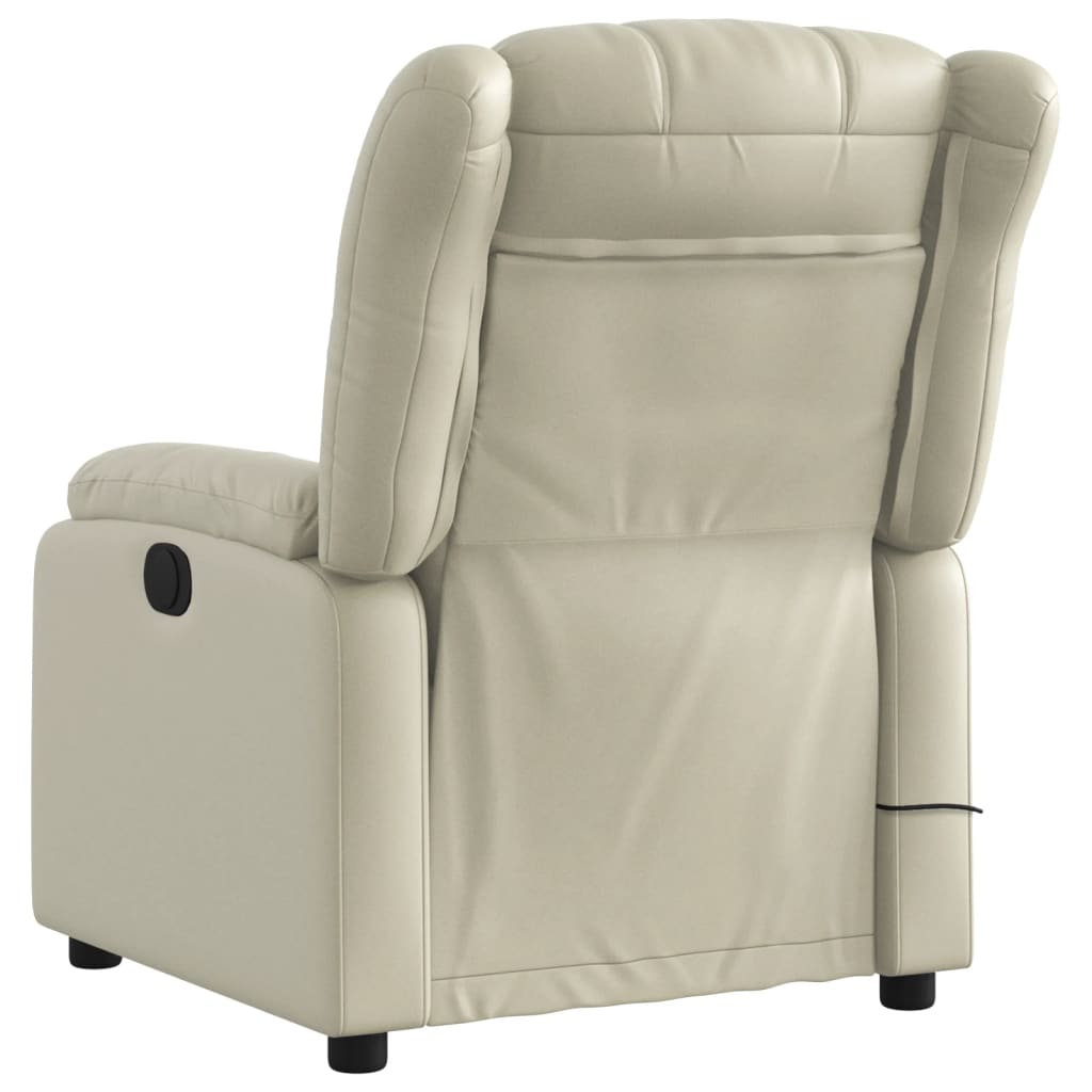 vidaXL Electric Massage Recliner Chair Cream Faux Leather-2