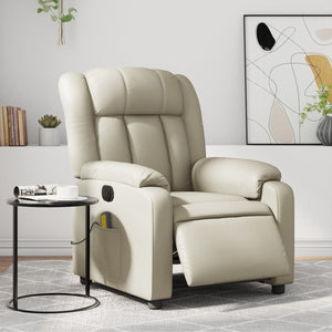 vidaXL Electric Massage Recliner Chair Cream Faux Leather-0