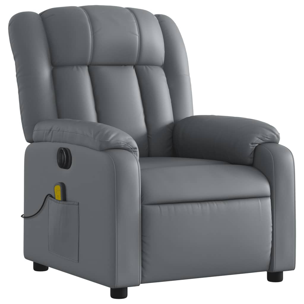 vidaXL Electric Massage Recliner Chair Gray Faux Leather-1