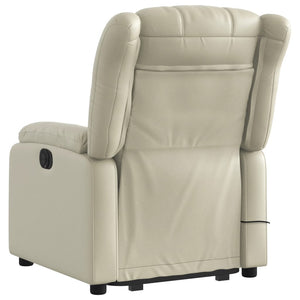 vidaXL Stand up Massage Recliner Chair Cream Faux Leather-2