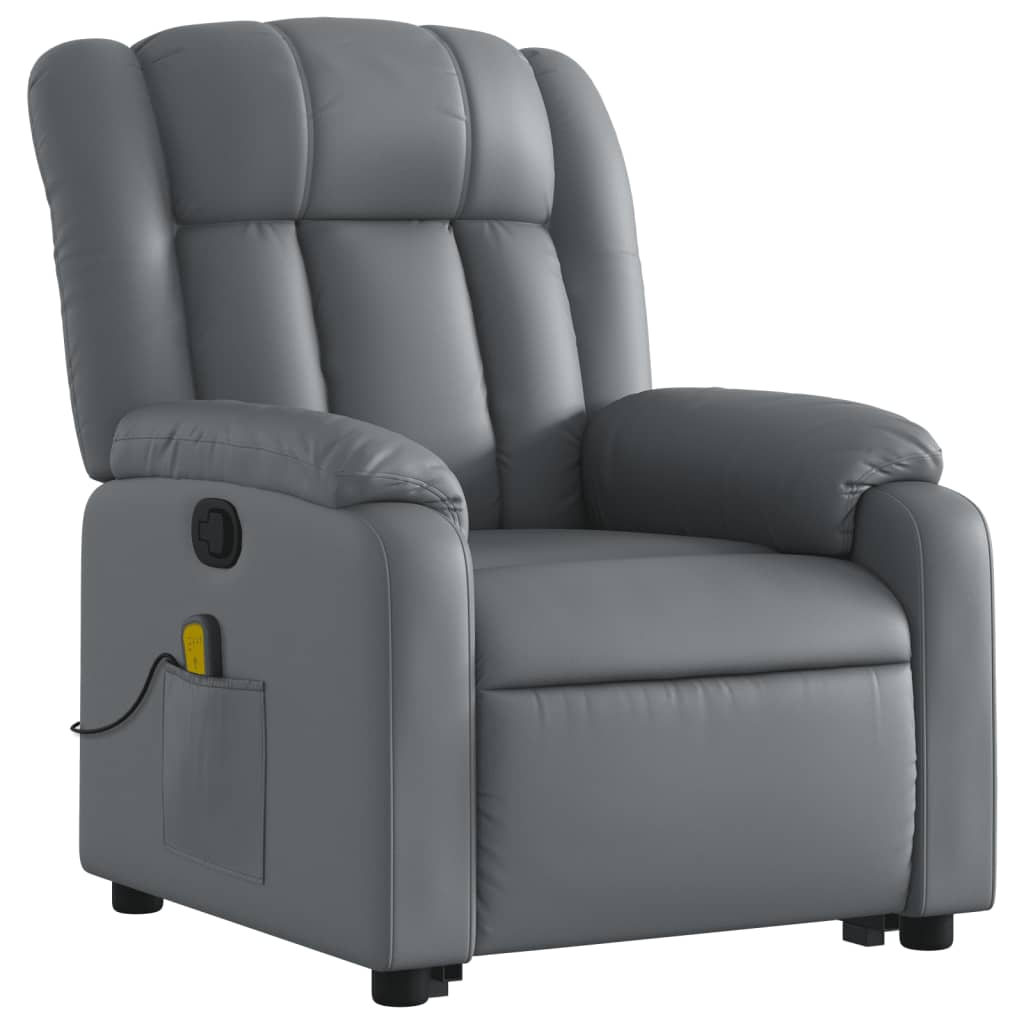 vidaXL Stand up Massage Recliner Chair Gray Faux Leather-1