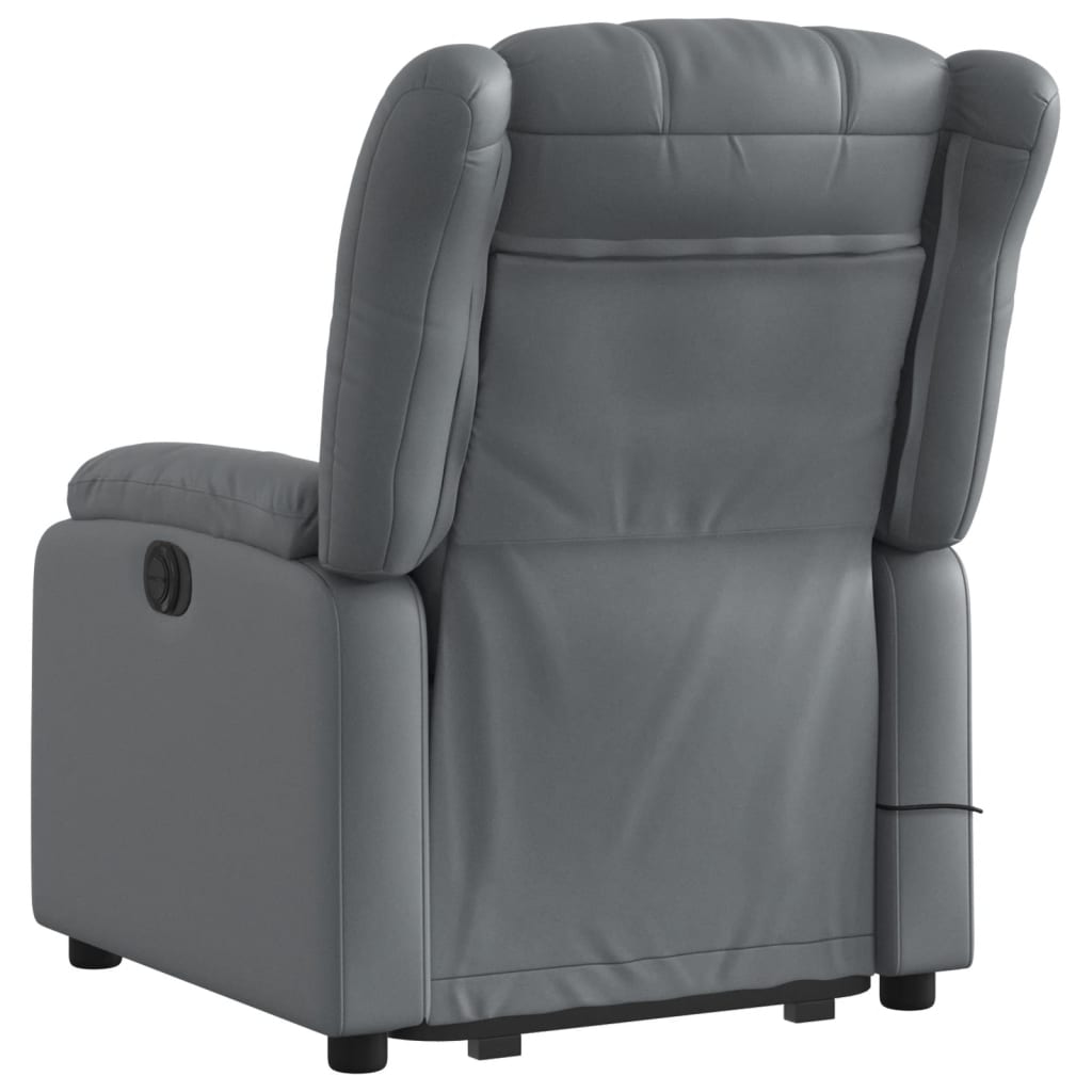 vidaXL Stand up Massage Recliner Chair Gray Faux Leather-2