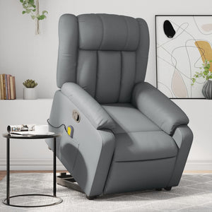 vidaXL Stand up Massage Recliner Chair Gray Faux Leather-0