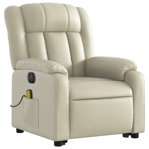 vidaXL Electric Stand up Massage Recliner Chair Cream Faux Leather-1