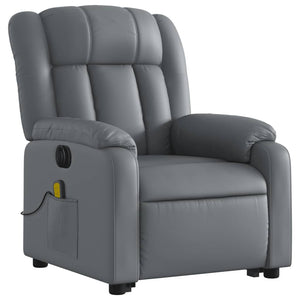 vidaXL Electric Stand up Massage Recliner Chair Gray Faux Leather-1