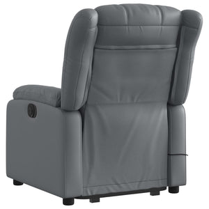 vidaXL Electric Stand up Massage Recliner Chair Gray Faux Leather-2