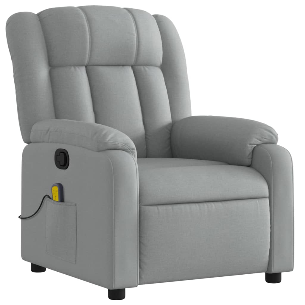 vidaXL Massage Recliner Chair Light Gray Fabric-7