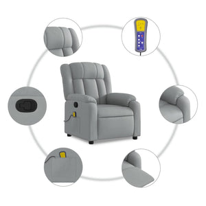 vidaXL Massage Recliner Chair Light Gray Fabric-3