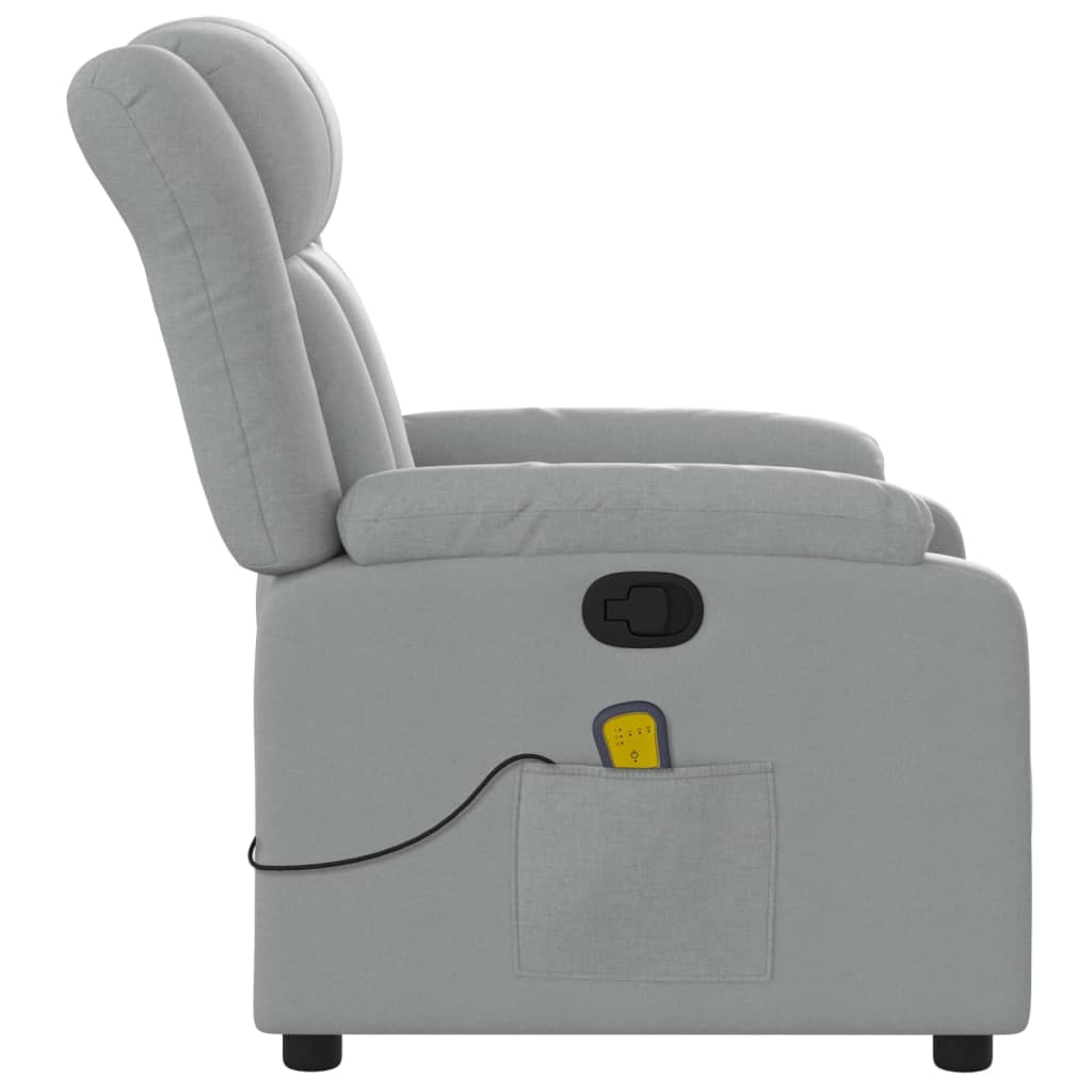 vidaXL Massage Recliner Chair Light Gray Fabric-5