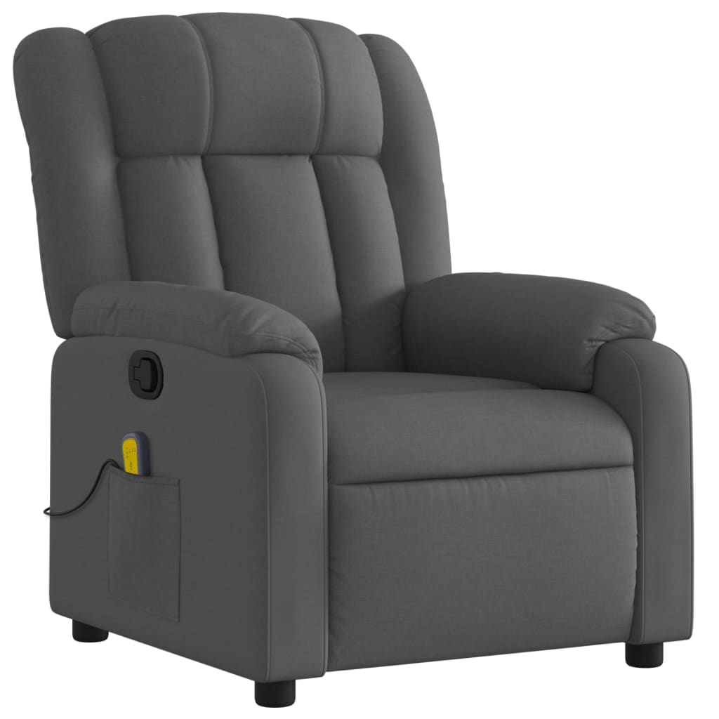 vidaXL Massage Recliner Chair Dark Gray Fabric-7