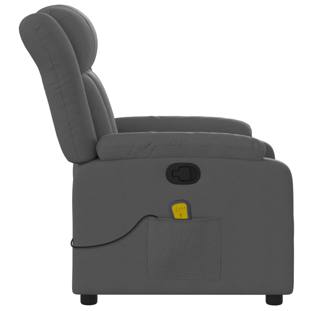 vidaXL Massage Recliner Chair Dark Gray Fabric-5