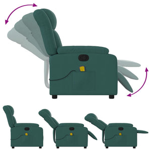 vidaXL Massage Recliner Chair Dark Green Fabric-3