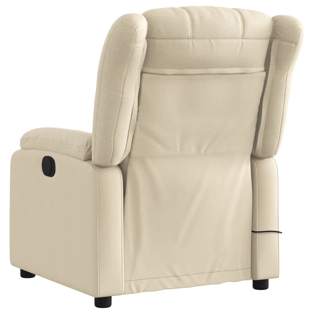 vidaXL Massage Recliner Chair Cream Fabric-7