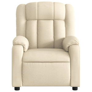 vidaXL Massage Recliner Chair Cream Fabric-4