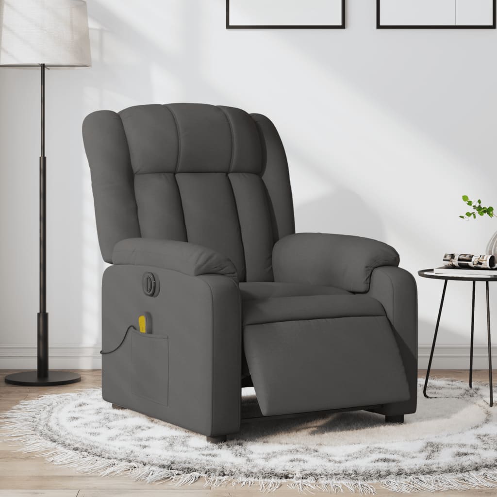 vidaXL Electric Massage Recliner Chair Dark Gray Fabric-0