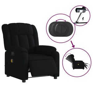 vidaXL Electric Massage Recliner Chair Black Fabric-3