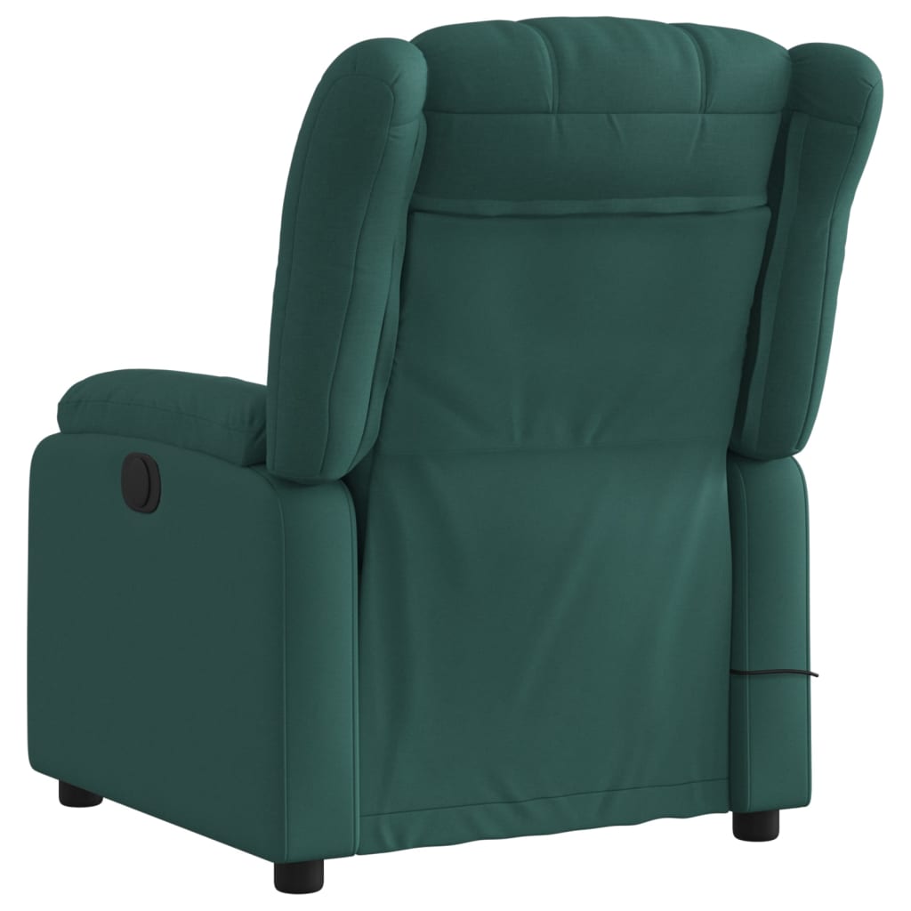 vidaXL Electric Massage Recliner Chair Dark Green Fabric-2