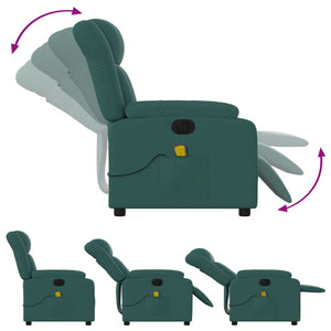 vidaXL Electric Massage Recliner Chair Dark Green Fabric-4