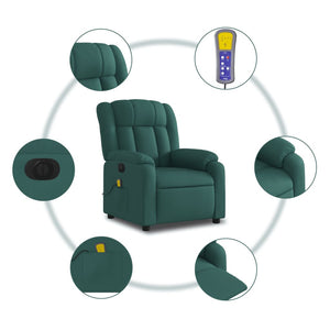 vidaXL Electric Massage Recliner Chair Dark Green Fabric-5