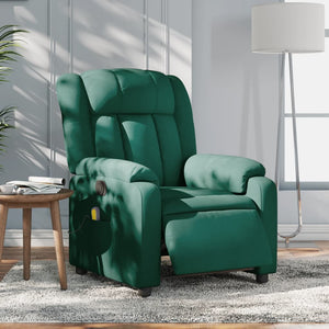 vidaXL Electric Massage Recliner Chair Dark Green Fabric-0