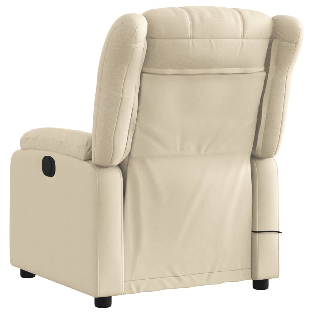 vidaXL Electric Massage Recliner Chair Cream Fabric-2