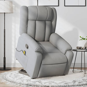 vidaXL Stand up Massage Recliner Chair Light Gray Fabric-0