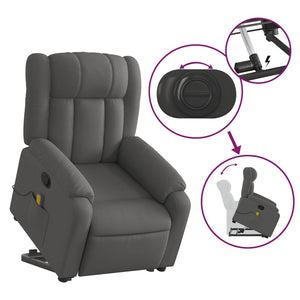 vidaXL Stand up Massage Recliner Chair Dark Gray Fabric-3