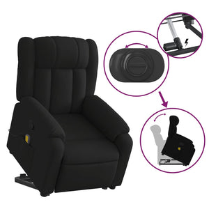 vidaXL Stand up Massage Recliner Chair Black Fabric-3