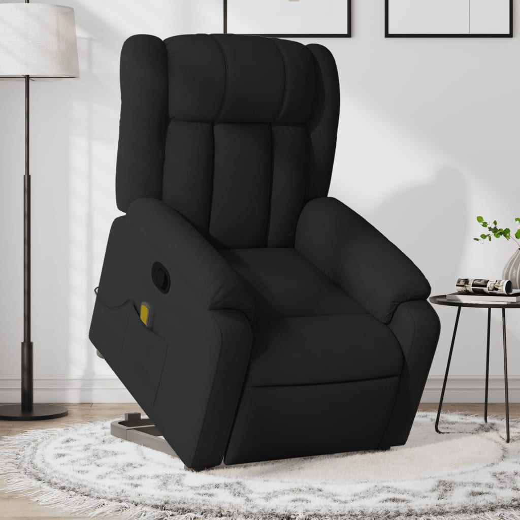 vidaXL Stand up Massage Recliner Chair Black Fabric-0