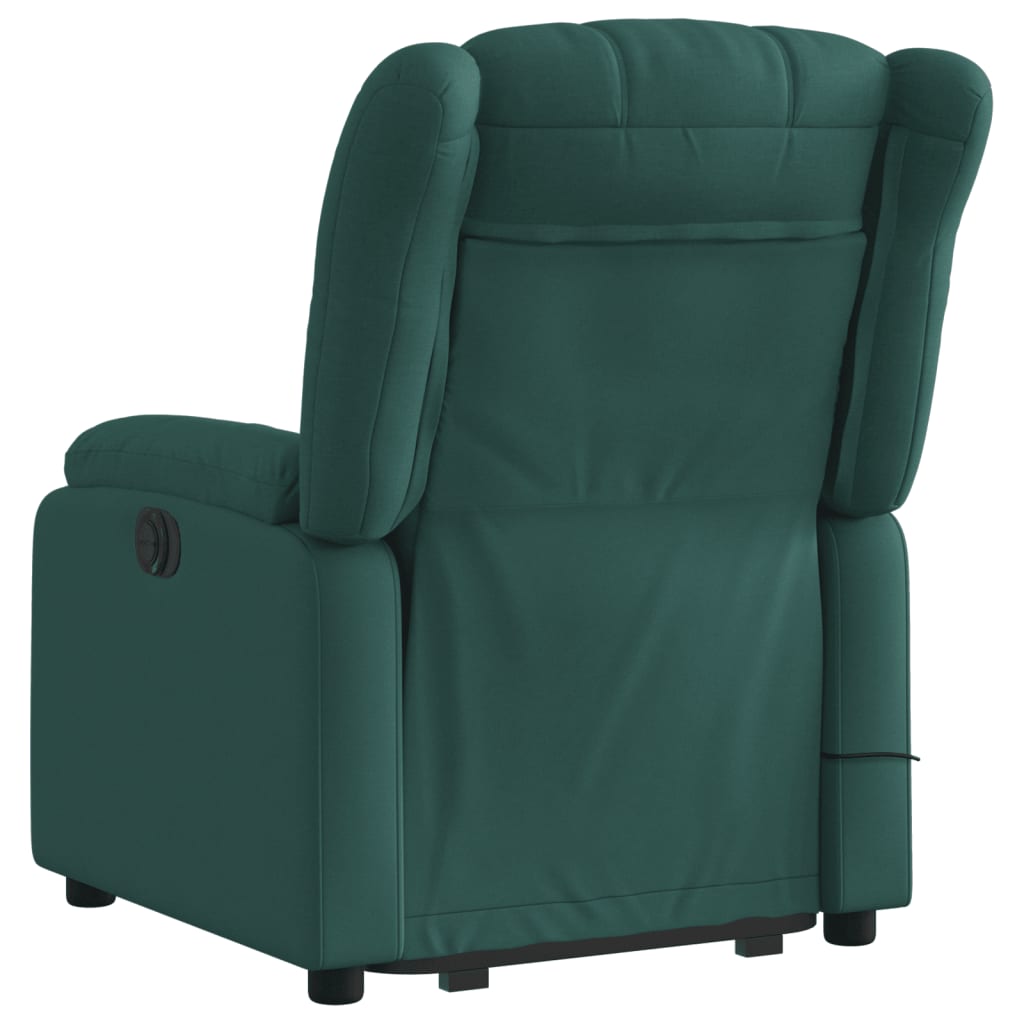 vidaXL Stand up Massage Recliner Chair Dark Green Fabric-2