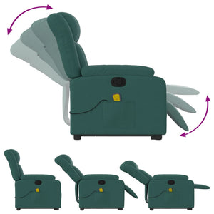 vidaXL Stand up Massage Recliner Chair Dark Green Fabric-4