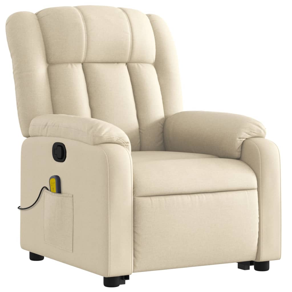 vidaXL Stand up Massage Recliner Chair Cream Fabric-1