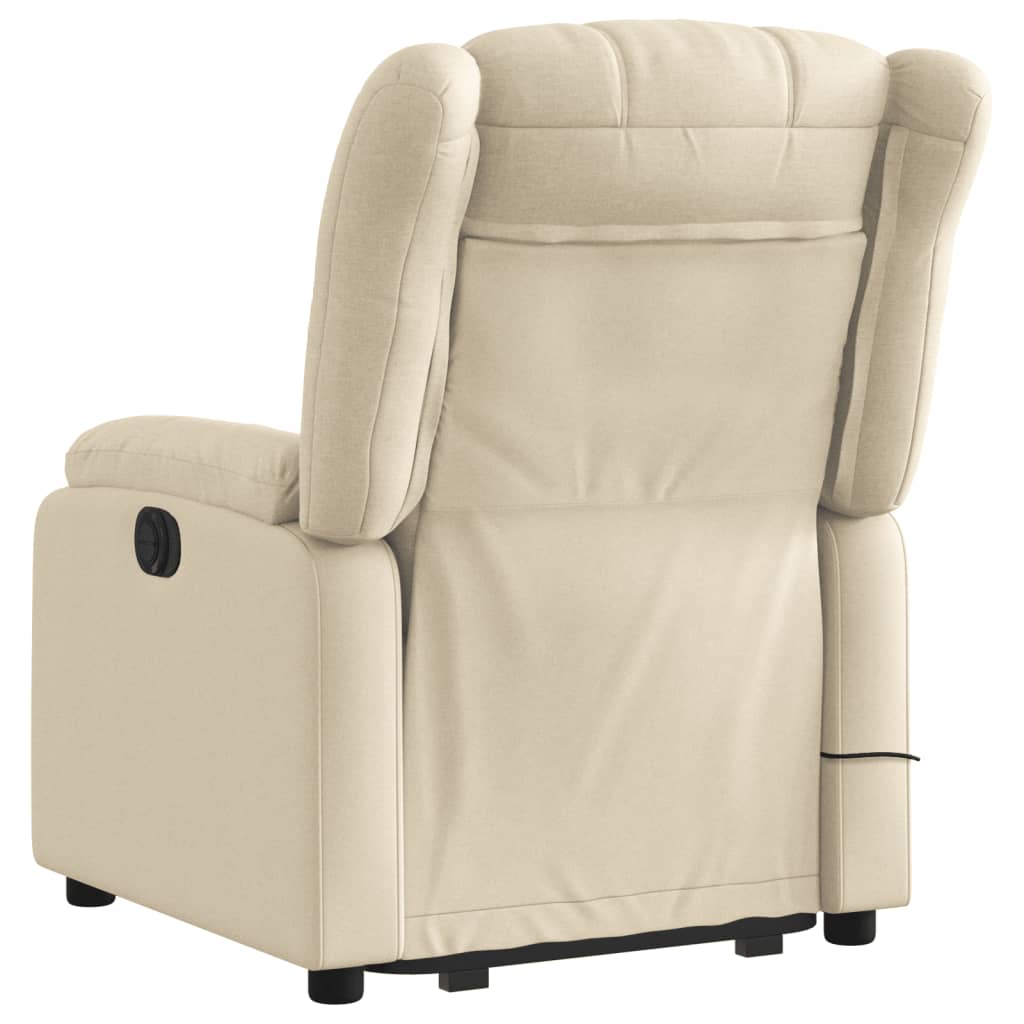 vidaXL Stand up Massage Recliner Chair Cream Fabric-2