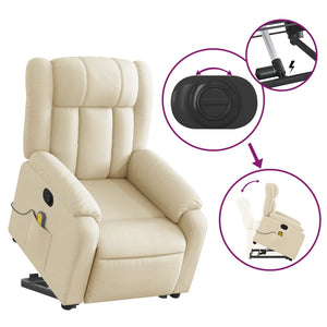 vidaXL Stand up Massage Recliner Chair Cream Fabric-3