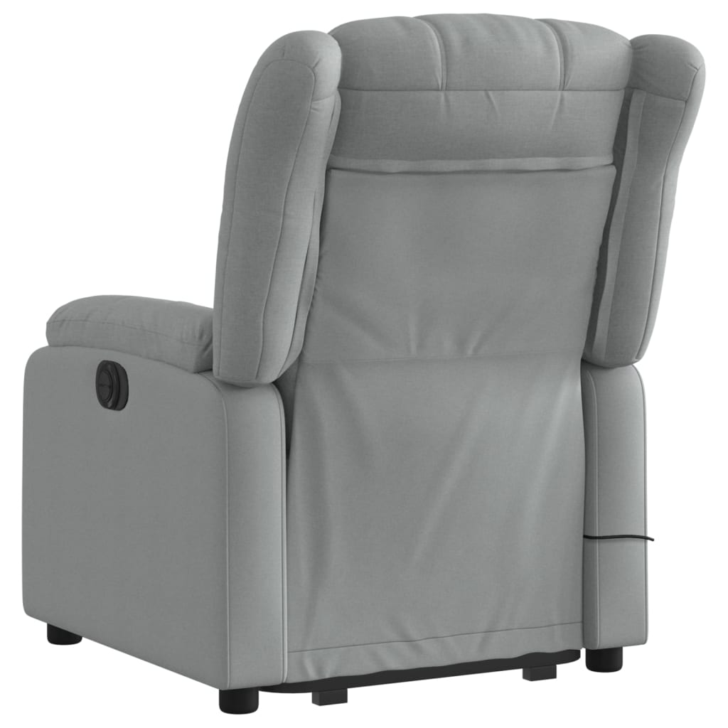 vidaXL Electric Stand up Massage Recliner Chair Light Gray Fabric-2