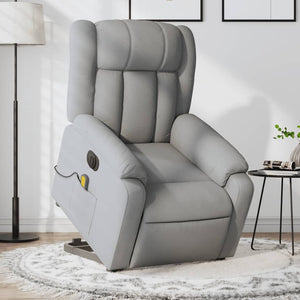 vidaXL Electric Stand up Massage Recliner Chair Light Gray Fabric-0