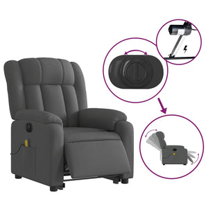 vidaXL Electric Stand up Massage Recliner Chair Dark Gray Fabric-3