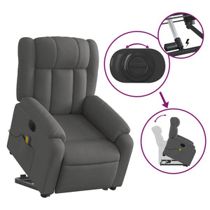 vidaXL Electric Stand up Massage Recliner Chair Dark Gray Fabric-7